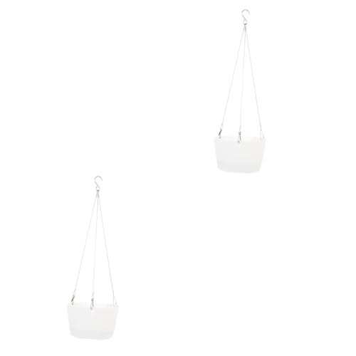 TOYANDONA 2 Juegos Maceta Colgante de Plástico Autorriego Resistente Temperaturas Extremas para Plantas de Interior y Exterior con Cadena Tapón y Separador