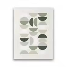 DIHANSM Abstrakte beige Geometrie-Poster, salbeigrüne Sonne, Mond, Blatt, Leinwandbild, Kunstdruck, Wandbilder, Wohnzimmer, Heimdekoration (60 x 80 cm x 3/Galerie-Rahmen)