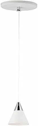 ET2 E25027-WTPC Micro Polycarbonate Cone LED Mini Pendant Ceiling Lighting, 1-Light 6 Watt, 3"H x 3"W, White/Polished Chrome