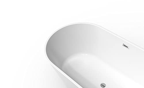 67 In. Acrylic Flatbottom Freestanding Soaking Bathtub In Glossy White #TOP4