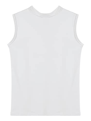 Hularka Mens Mock Turtleneck T-Shirt Sleeveless Pullover Basic Undershirt Stretch Lightweight Tank Top White Medium #TOP5