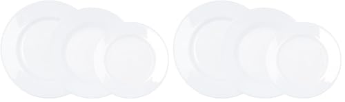 Luminarc Plumi Vajilla Vidrio 18 Piezas   6 Personas Sodo Apto Microondas Vidrio Templado Extra Resistente (Paquete de 2)