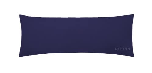 NIGHTZEN® Bolster Pillowcases - Plain Dyed Easy Care Polycotton Long Bolster Pillowcase Cover Soft Quality Blended Cotton - Maternity Orthopedic Support Pillowcase (Double 4.6FT, Navy)