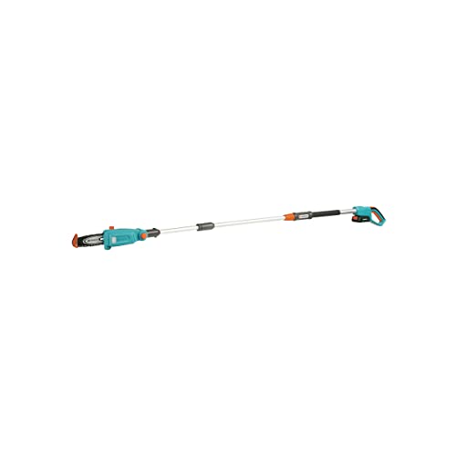 Gardena Battery Telescopic Pruner TCS 20/18 V P4A Without Battery: Pruning Saw with a Range of up to 4 m, 20 cm bar, Angled Head, Including Harness (14770-55)
