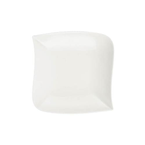 Secret de Gourmet - Lot de 6 Assiettes Creuses Carrées Vague 21cm Blanc
