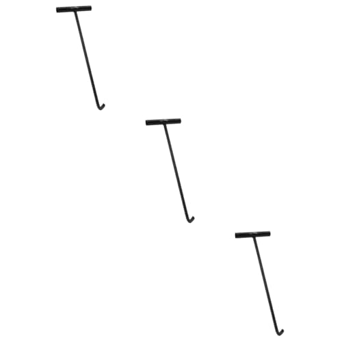 MUCKLILY 3pcs Manhole Cover Hook Shutter Door Hook Lifting Tools Manhole Hook Tool Manhole Lifting Hooks Lid Puller Moving Manhole Lid Lifter Vault Lid Hook Plumbing Hand Tools Steel Black