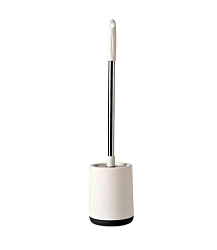 Juego de escobilla de inodoro para montaje en pared, soporte sin taladro, kit creativo de limpieza de baño, elegantes cepillos de inodoro blancos y soporte para un fácil mantenimiento e higiene