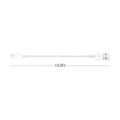 Image of 2 Pack 10FT Carplay Car Cable USB A to USB C Cable for iPhone 16E 15 16 /16 Pro 16 Max /16 Plus, iPad 10th Gen, iPad Pro 12.9 /11, iPad Air 5 /4th, Mini 6th Gen, AirPods Pro (2nd) Charger Cord Replacement