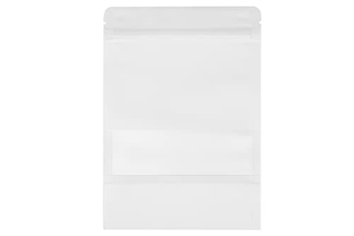 Bolsas de embalaje en papel kraft blanco texturizado con ventana mate 8