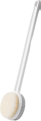 Slystar 軽石 角質取り かかとやすり かかとのひび割れ ボディブラシ 長いハンドル 2イン1 フットスクラバー 角質取り フットケアツール バックスクラバー ディープクレンジング 足 硬皮 カルス お風呂 男女兼用 (ホワイト)