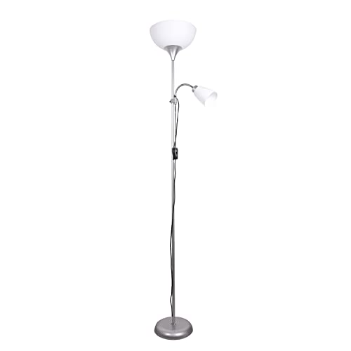 BEL AIR HOME - Lampadaire VARESE 178cm - Douilles E27 E14 - Bras de Lecture Orientable - Pour Salon et Bureau - Design Moderne et Fonctionnel - Argent, Métal...