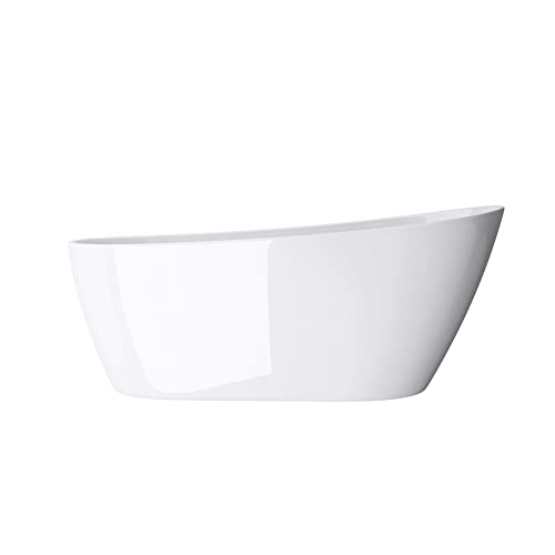 Mai & Mai freistehende Acryl-Badewanne Oval Standbadewanne Weiß inkl. Push-Open Ablaufgarnitur Breite 170cm V528