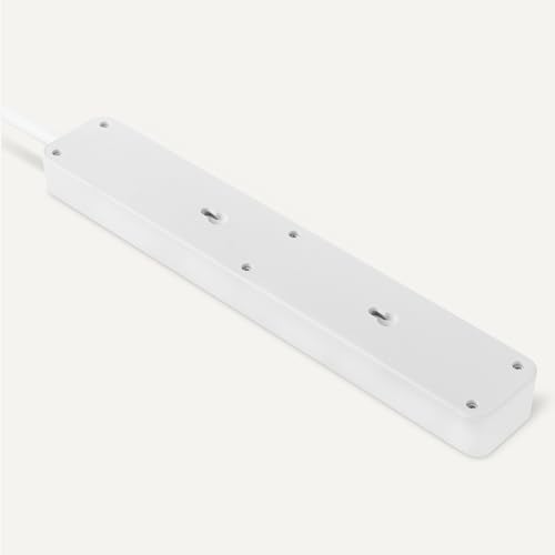 Image of Amazon Basics Rectangle 6-Outlet Surge Protector Power Strip with Circuit Breaker, 600 Joule, 2ft Cord, White, 2-Pack