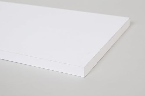 2 er Set - 2 Stück Regalboden Einlegeboden WEISS 767 x 290 mm (L 76,7 cm x B 29 cm) Fachboden für 80 cm Küchenschrank Spanplattenzuschnitt mit Kanten - ABS Kanten und Melaminkanten - livindo