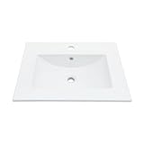  Sarlai Évier rectangulaire en porcelaine et céramique à montage automatique Blanc avec trop-plein 61 x 45,7 cm