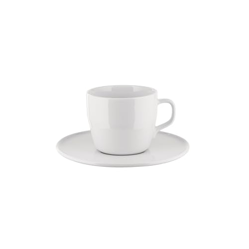 Alessi Itsumo NF07/78S - Set Bestehend aus Eine Tee-Obertasse und Untertasse für den Täglichen Gebrauch, Minimalistische Ästhetik, aus Weißem Porzellan, Durchmesser 16 cm, Weiß