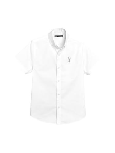 NEXT Jungen Logo Oxford-Kurzarmhemd mit hohem Baumwollanteil, Logo Weiß 98