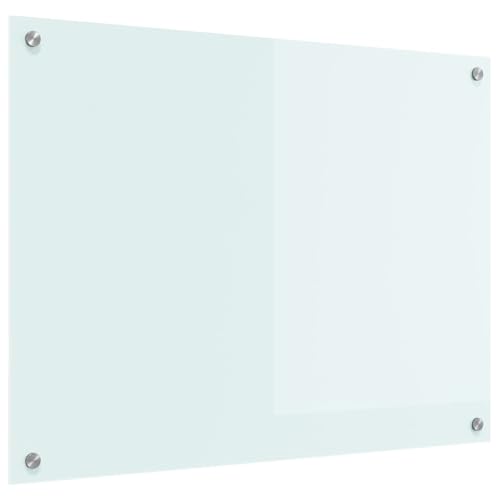 vidaXL Küchenrückwand Weiß 80 x 60 cm Gehärtetes Glas, Moderner, stabiler Küchenoberflächen-Style: Hitzebeständige Glasrückwand für coole Upgrades und modernen Flair