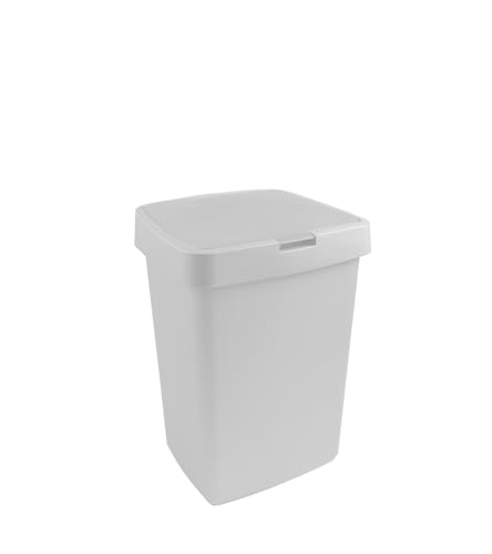 Poubelle Sunware Delta 25L blanche avec couvercle plat pour gestion des déchets