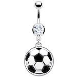 Pendientes largos con forma de cristal transparente de fútbol balón de fútbol americano el ombligo anillo del vientre Bar