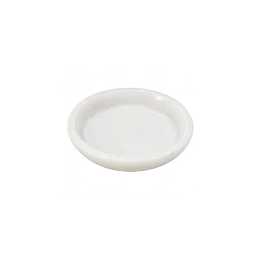 Image of Salvus APP SOLUTIONS Elegant White Marble Round Plate - Spiritual Offering and Decor (White 3 Inch)