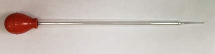 Pipet, Glass, Dropper, Straight Tip with Red Rubber Bulb, 8" (Shelf Pack of 12)