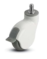 Genesis Series | 3" Grip Ring Stem Caster with Brake | White Nylon Body | 110 lbs Capacity