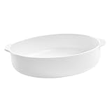 MUELODSIC Fuente de Porcelana Blanca para Horno de Alta Temperatura Bandeja para Hornear con Doble Asa Resistente Microondas y Lavavajillas para Condimentos y Rostizar Queso Plato de