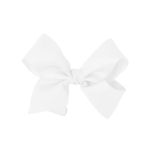 Pinza con moño de grosgrain de 5.5 pulgadas blanca miniatura 1