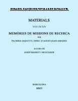 Portada de Memòries de missions de recerca. Volum XVI