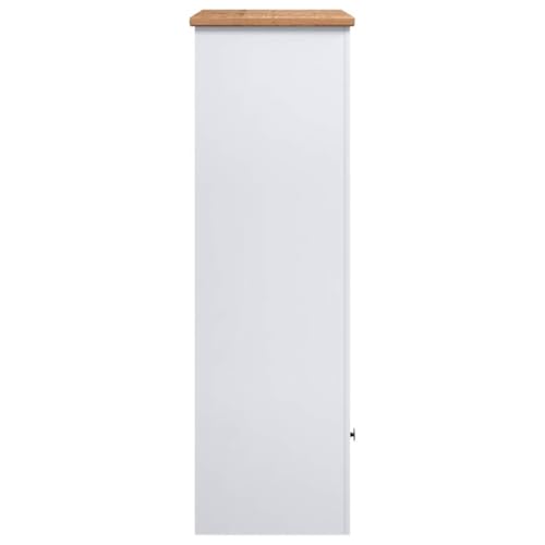 Librería blanca de madera con 3 niveles y cajón para salón 7