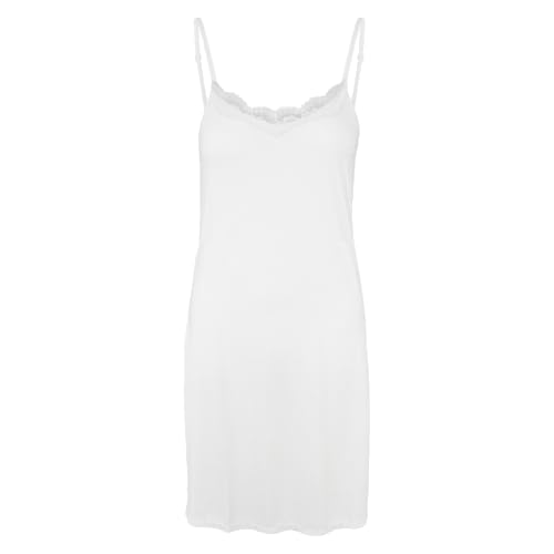 BestSale247 Damen Sexy Unterkleid mit Spitze - einstellbare Trägern nahtlos Unterröcke Nachthemd Nachtwäsche (Weiß Kurz L/XL)