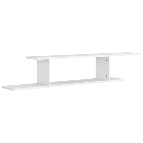vidaXL Estante de Pared para TV Repisa Flotante Balda Estantería Salón Sala de Estar Exhibición Colgante Decoración Contrachapada Blanco 125x18x23 cm