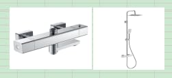 Grifería Termostática Antiquemaduras con Ducha Fija 250 mm en Acero Inoxidable 304, Juego Completo de Ducha Cromado – Incluye Manguera 1,5 m y Salida para Bañera