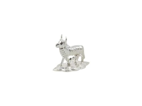 Image of Silver Cow and Calf Idol /Kamdhenu Cow for Pooja, Gifting for Home, Baby Shower and Housewarming Return Gift | Handcrafted | Worship God | Silver Gay Bachiya | Chandi Ki Gay Bachda