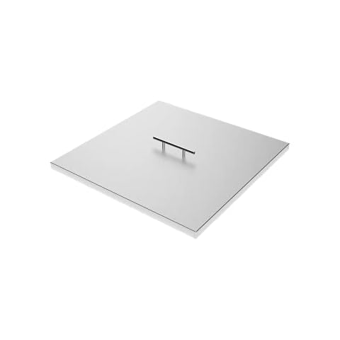 AJinTeby Fire Pit Lid Fits 18” Square Burner Pan, 21" x 21" Stainless Steel Fire Pit Burner Cover, Fire Pit Cover Rectangular Burner Pan Cover