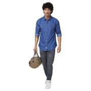 Image of Spykar Men's Regular Fit N /A Full Sleeve Indigo Casual Shirts