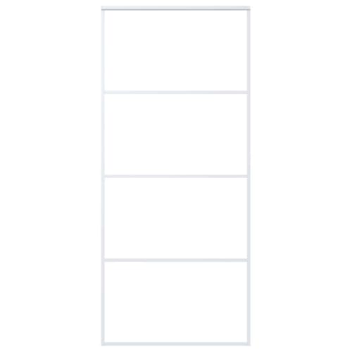 vidaXL Puerta Corredera Herrajes Entrada Corrediza Deslizante Cuarto de Baño Salón Sala de Estar Habitación ESG Vidrio y Aluminio Blanca 90x205 cm