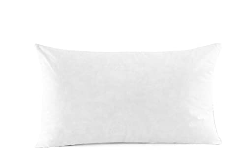 Image of SNUG&COZY Luxury Goose Down Feather Pillow Inserts - 12x20IN, Double Layered Down-Proof Design, Ultra-Soft Cover, High Fill Weight, Pack of 2, White