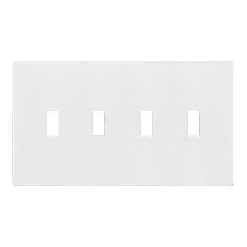 TG Placa de pared cuádruple para interruptor de palanca sin tornillos, cubierta de interruptor de luz segura para niños, tamaño estándar de 4 bandas, 4.7 x 8.4 pulgadas, termoplástico de policarbonato