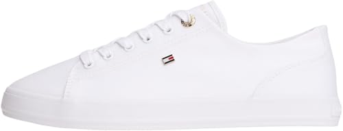 Tommy Hilfiger Damen Canvas Sneaker Foxing zum Schnüren Weiß (White) 38