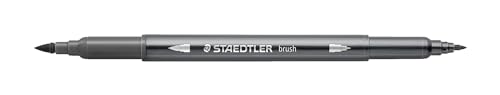 STAEDTLER aquarell Doppelfasermaler Design Journey, grau, feine Spitze und flexible Pinselspitze, wasservermalbar, 10 graue Filzstifte, 3001-8