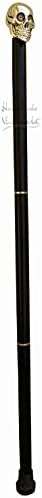 Samara Nautical Full Brass Head Skull Design Cane Black Wooden Stick Vintage Gift for Men Gift