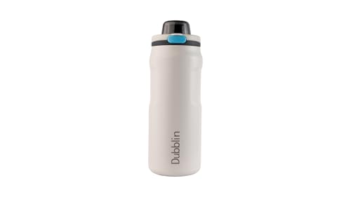 Image of Dubblin Modern Water Bottle 600 ML | Double Wall Vacuum Insulated Stainless Steel Bottle | Keeps Water Hot & Cold | No Sweat | Leak Proof | BPA Free (White)