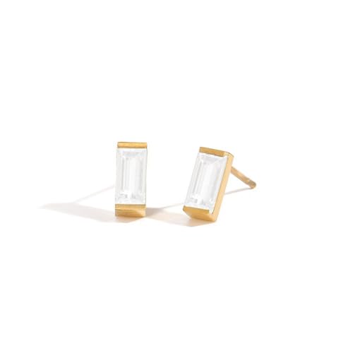 Birthstone Stud Earrings for Women 18K Gold Plated Stainless Steel Crystal Earrings Birthday Gift