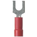Panduit, PV18-10F-CY, Fork Terminal Vinyl Insulated Funnel Entry 22-16 AWG #10 Stud Size Standard Package. (500 Item/s)