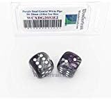 Wondertrail WCXDG2032E2 Purple and Steal Gemini Dice with White Pips 20mm (3/4in) D6 Pack of 2