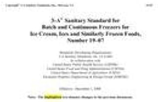 Batch and Continuous Freezers for Ice Cream, Ices, and Similarly Frozen Dairy Foods