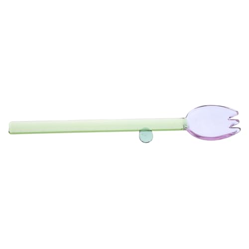 Cabilock Cute Flower Stirring Spoon Decorative Glass Long Handle Mixing Spoons for Coffee Desserts Ice Cream and Tea for Home and Cafes Purple Design