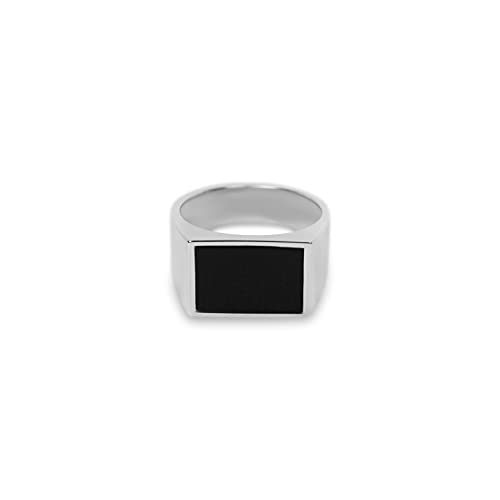 Herren Siegelring 925 Silber mit Onyx Stein schwarz massiv eckig poliert glänzend Sterling Silver handgemacht | Männerschmuck aus Deutschland mit Geschenkbox (70) Cover